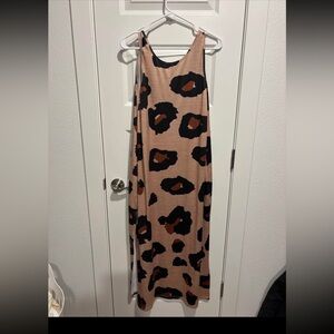 SHEIN Tan and Black Animal Print Maxi Dress